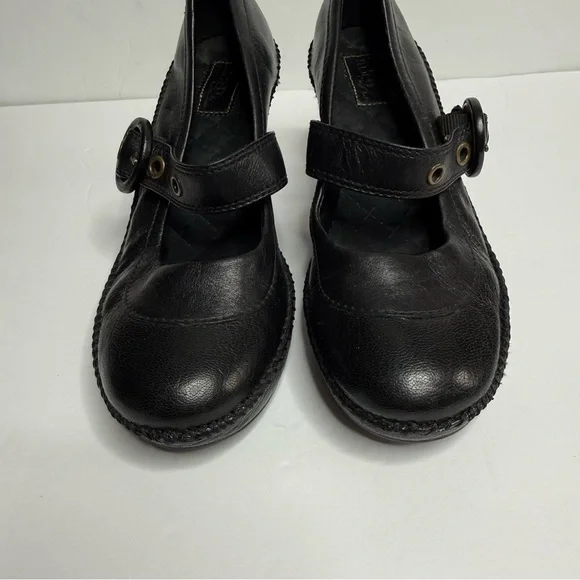 Clarks Black Leather block heel Pump with Strap Women Dress Shoes size 5 - Picture 4 of 9
